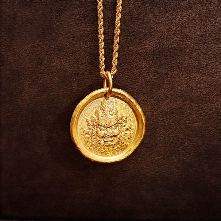 Buddha Stones24Kゴールドメッキ 真鍮 イエロー ジャンバラ豊かさの守護チェーンペンダントネックレス - image 2