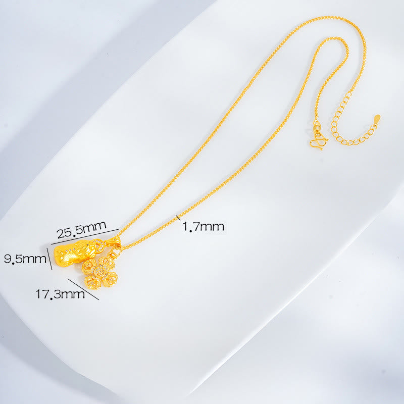 Buddha Stones 24Kゴールドメッキ真鍮製PiXiuクロスドルジェヴァジュラ富のチェーンペンダントネックレス - 貔貅と金剛杵 - image 1