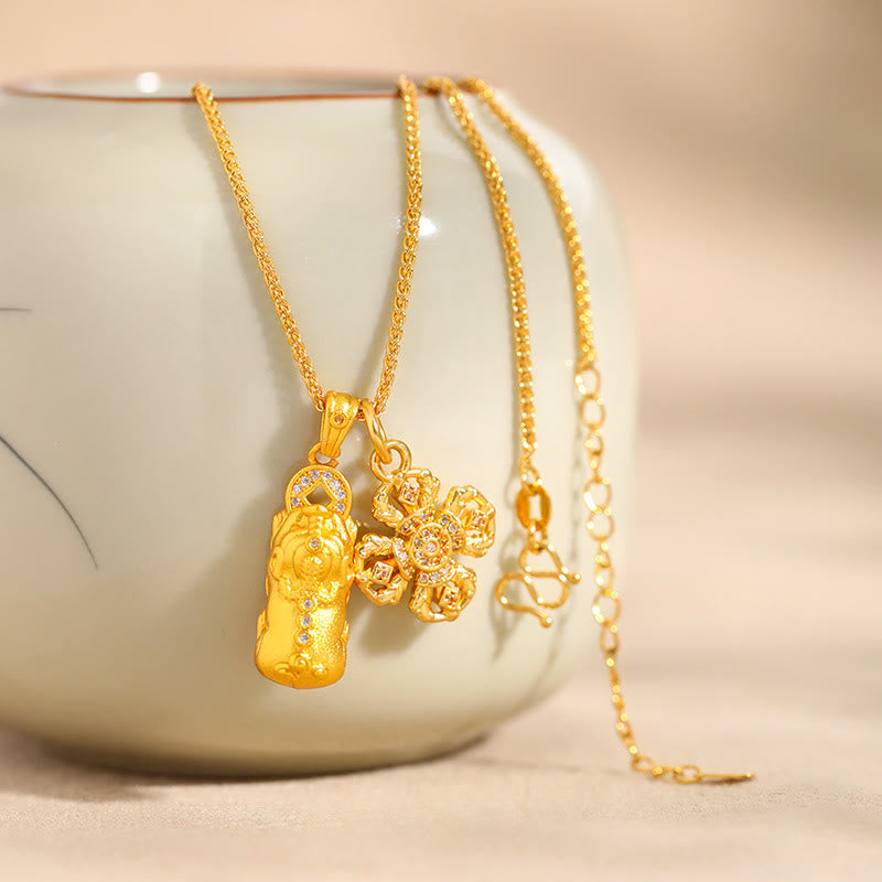 Buddha Stones十字架PiXiu金剛杵 銅製 富と豊かさのチェーンペンダントネックレス - image 4