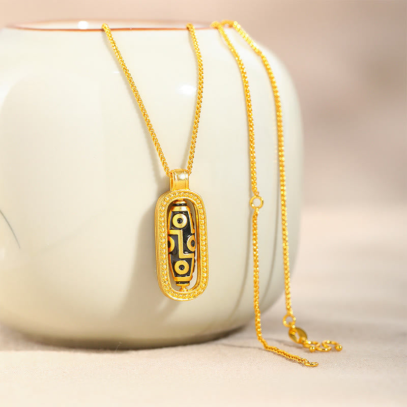 Buddha Stones九眼ビーズ 縁起の良い模様 銅製 天秤ペンダントネックレス - image 2