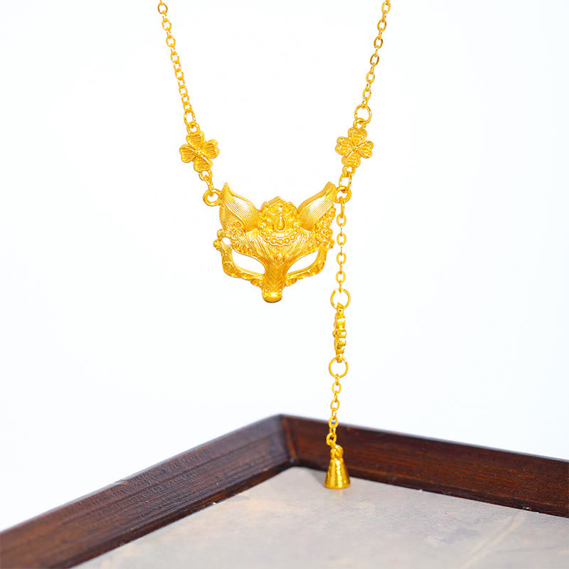 仏石 ゴールデンフォックスフラワーデザイン タッセル 銅製 バランスペンダントネックレス - image 4