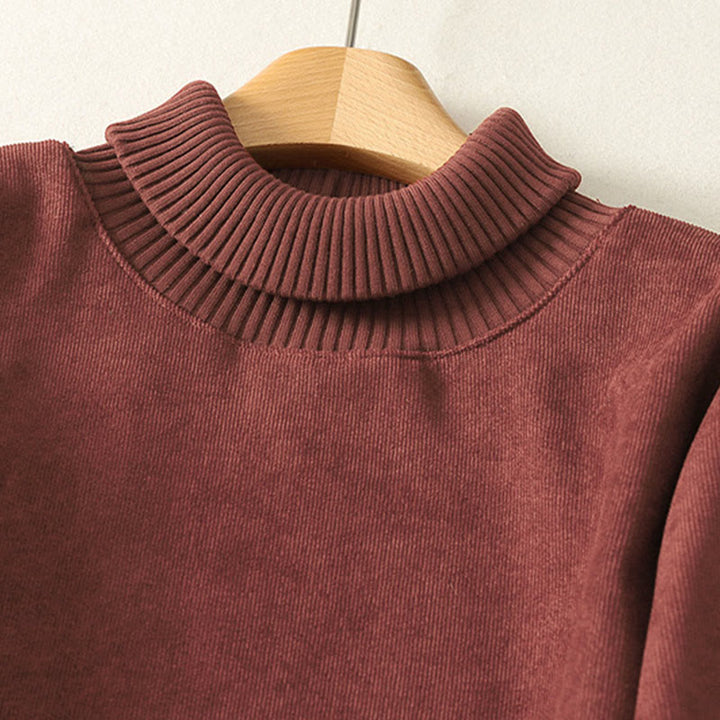 Buddha Stones冬用ハイネック 暖かいコットン レディース 長袖 ミディ丈 ワンピース ポケット付き - image 8