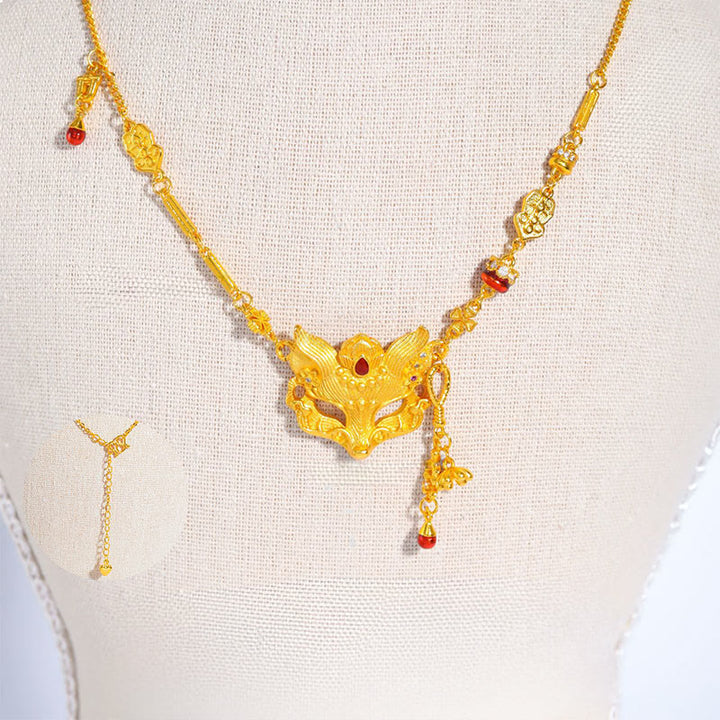 仏石銅キツネデザインタッセルバランスペンダントネックレス - image 1