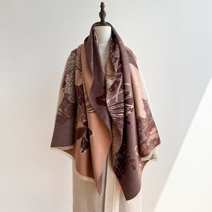 Buddha Stones、冬、コウノトリ、鳥、蓮の花、葉の模様、ソフトスカーフショール - image 13