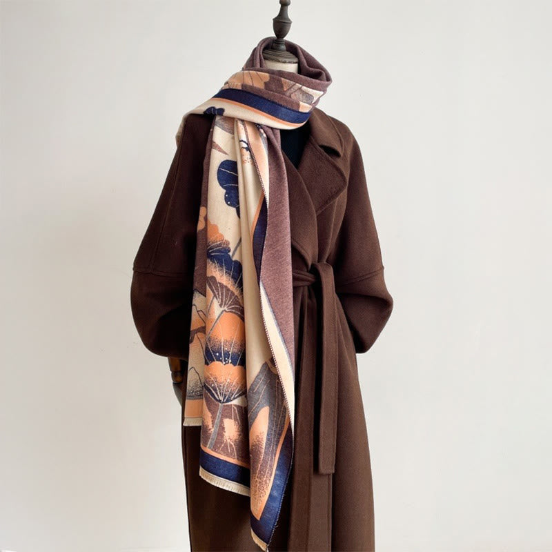 Buddha Stones、冬の山、蓮の花、葉の模様、ソフトスカーフショール - image 15