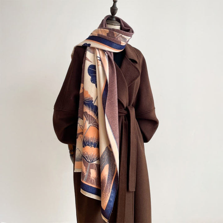 Buddha Stones、冬の山、蓮の花、葉の模様、ソフトスカーフショール - image 15