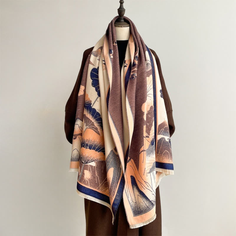 Buddha Stones、冬の山、蓮の花、葉の模様、ソフトスカーフショール - image 14