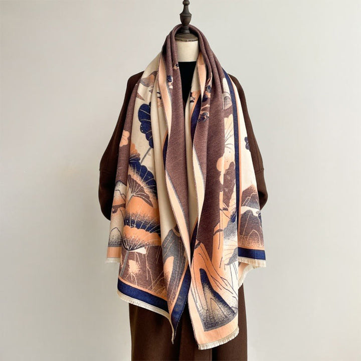 Buddha Stones、冬の山、蓮の花、葉の模様、ソフトスカーフショール - image 14