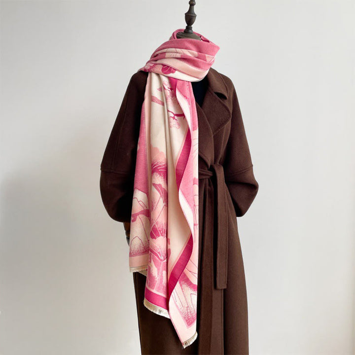 Buddha Stones、冬の山、蓮の花、葉の模様、ソフトスカーフショール - image 11