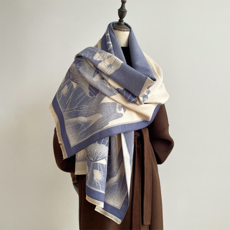 Buddha Stones、冬の山、蓮の花、葉の模様、ソフトスカーフショール - image 8