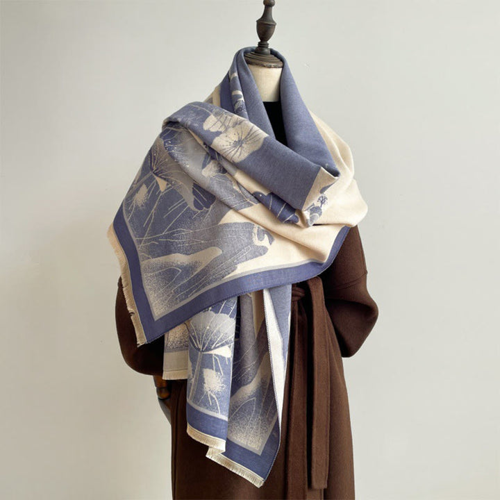 Buddha Stones、冬の山、蓮の花、葉の模様、ソフトスカーフショール - image 8