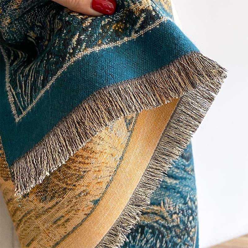 Buddha Stonesの冬のグラデーションカラー、暖かい丘の木のパターン、心地よいスカーフショール - image 5