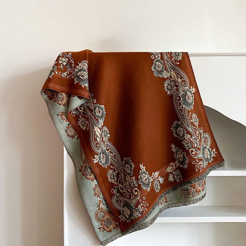 Buddha Stonesと秋のカシューナッツの花のつる模様の暖かくて心地よいスカーフショール - image 1