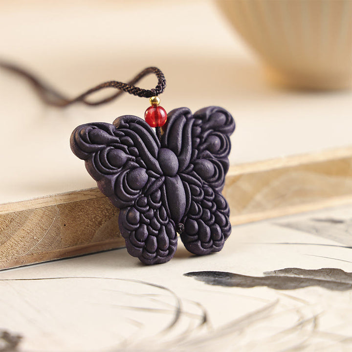 Buddha Stones狐面 蝶 饕餮平和のお守りチャーム幸運繁栄ネックレス ペンダント - レリーフバタフライ - image 8