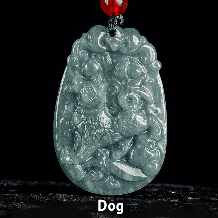 Buddha Stones中国の十二支 翡翠 午年 幸運 ロープ ネックレス ペンダント - 犬 - image 19