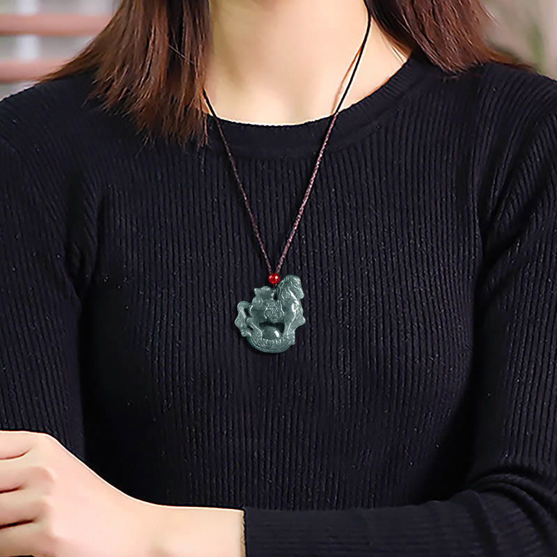 Buddha Stones年翡翠インゴット 幸運豊かさロープネックレスペンダント - image 11