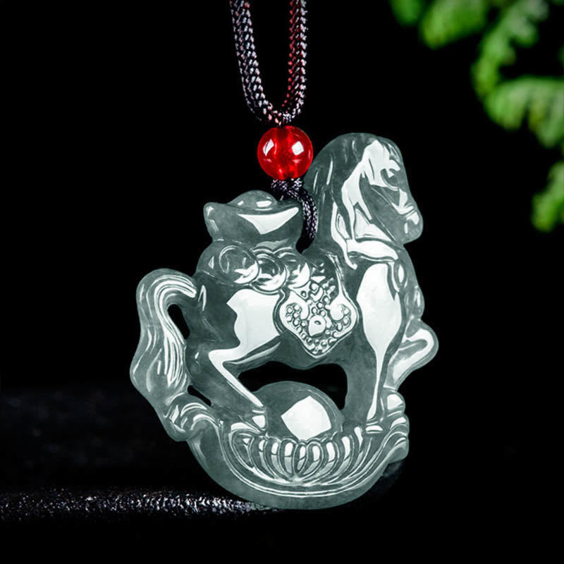 Buddha Stones年翡翠インゴット 幸運豊かさロープネックレスペンダント - image 1