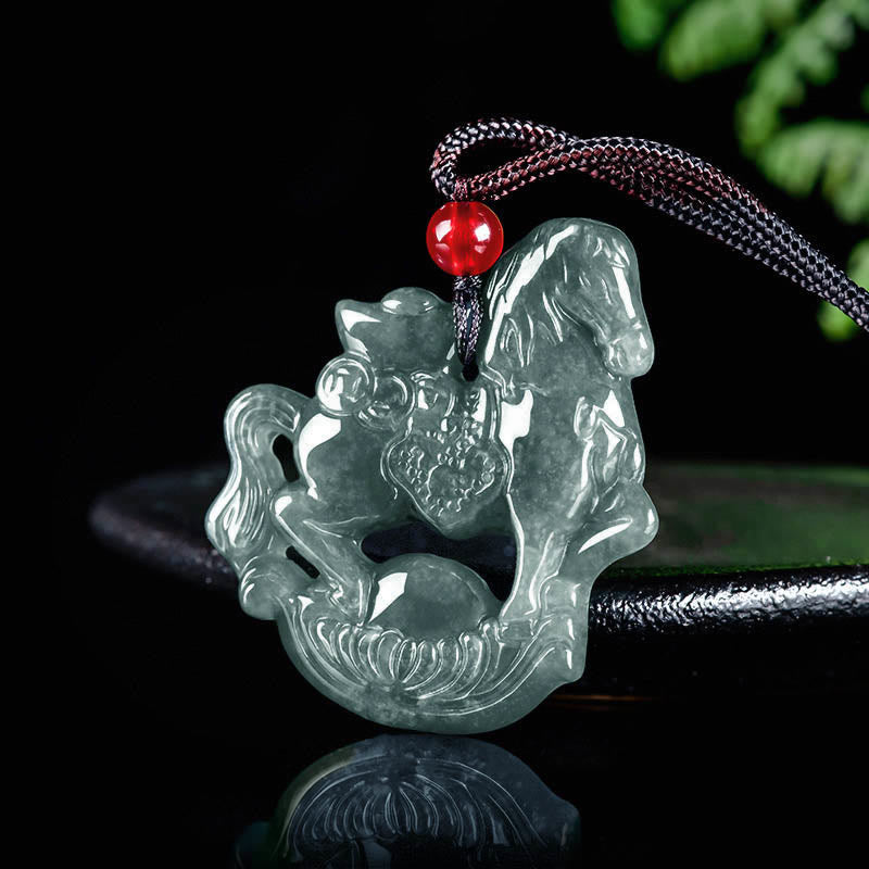 Buddha Stones年翡翠インゴット 幸運豊かさロープネックレスペンダント - image 2