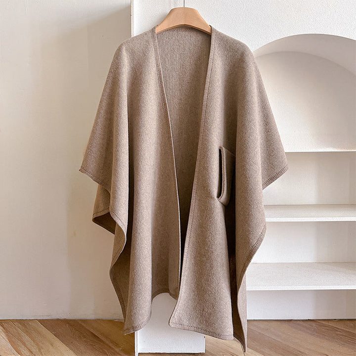 Buddha Stones冬用 無地 暖かくて心地よいスプリットスカーフ ショール - タン - 160×110cm - image 1