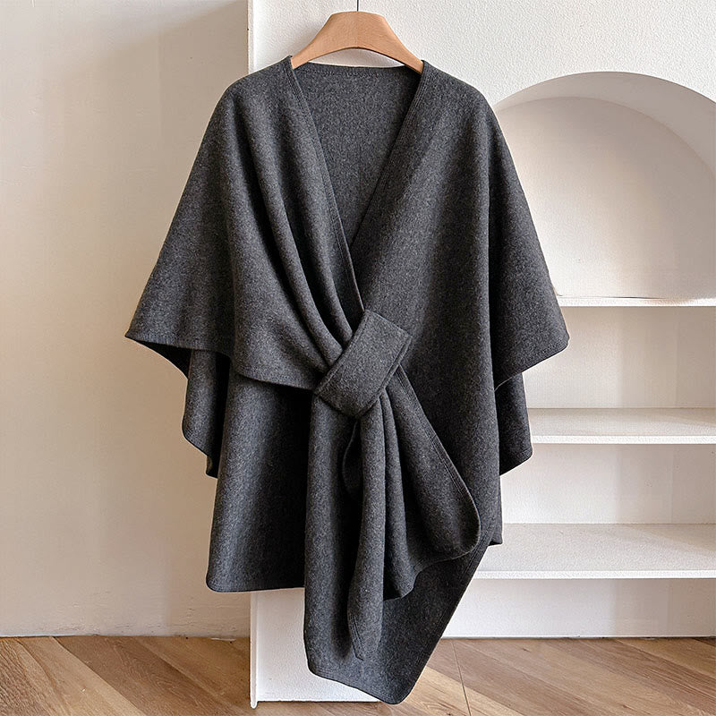 Buddha Stones冬用 無地 暖かくて心地よいスプリットスカーフ ショール - グレー - 160×110cm - image 17