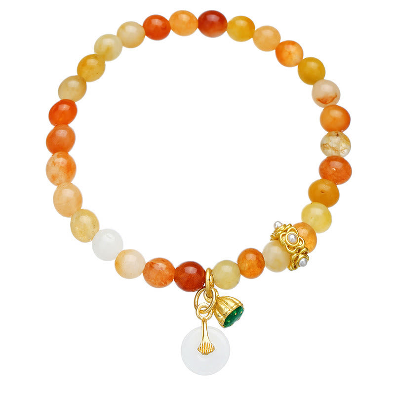 Buddha Stonesの平和のお守りチャーム黄金のシルク翡翠 邪悪な霊を追い払うブレスレット - image 3