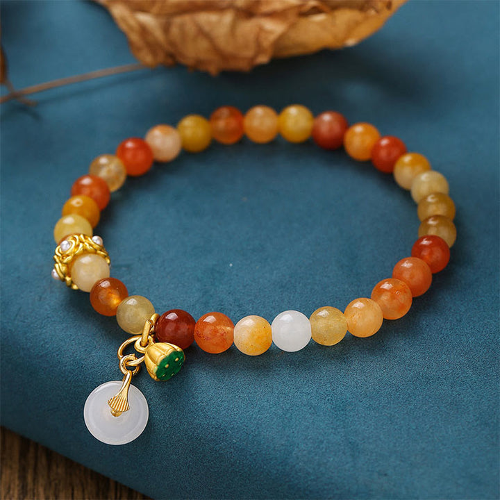 Buddha Stonesの平和のお守りチャーム黄金のシルク翡翠 邪悪な霊を追い払うブレスレット - image 1