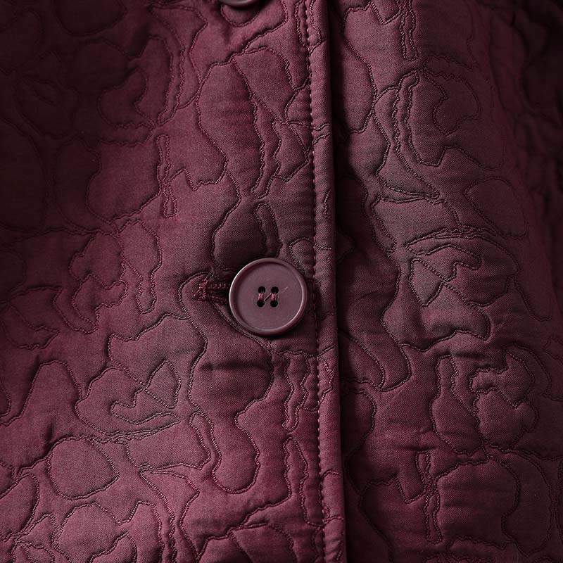 Buddha Stones秋ボタン 長袖 ミドル丈 ジャカード コットン レディース ジャケット ポケット付き - image 7