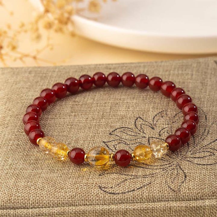 Buddha Stonesレッドアゲート シトリン 自信と喜びのブレスレット - image 2