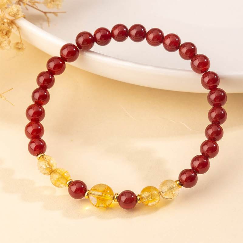 Buddha Stonesレッドアゲート シトリン 自信と喜びのブレスレット - image 1