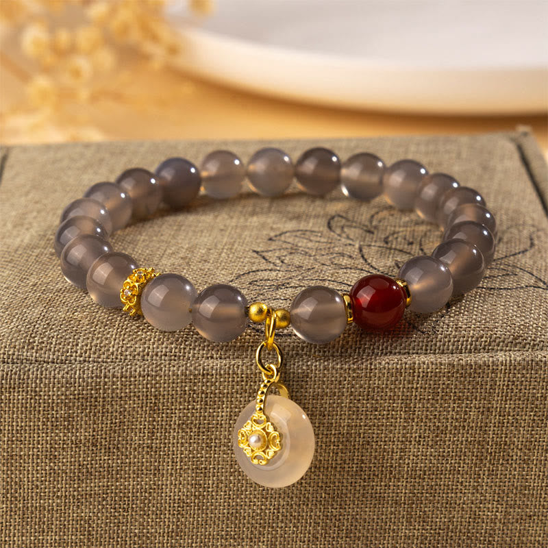 Buddha Stonesグレーアゲート レッドアゲート カルセドニー バランスブレスレット - グレーアゲート（手首周り：15～16cm） - image 0