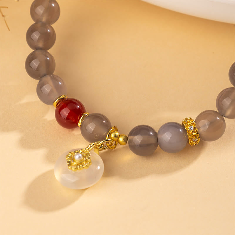 Buddha Stonesグレーアゲート レッドアゲート カルセドニー バランスブレスレット - image 3