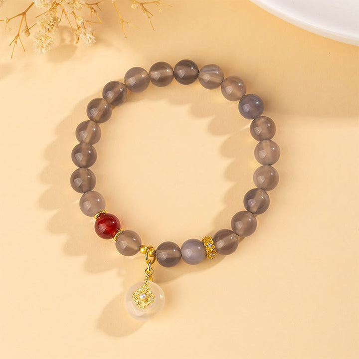 Buddha Stonesグレーアゲート レッドアゲート カルセドニー バランスブレスレット - image 2
