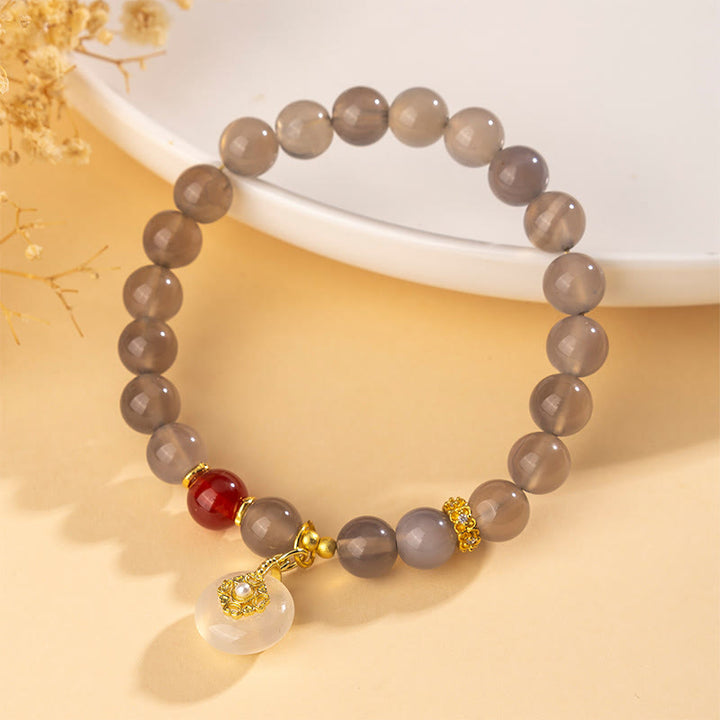 Buddha Stonesグレーアゲート レッドアゲート カルセドニー バランスブレスレット - image 1