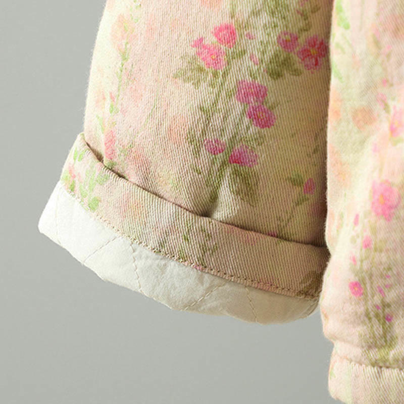 Buddha Stones冬用レースパッチワーク 長袖コットン レディース サーマルジャケット ポケット付き - image 10