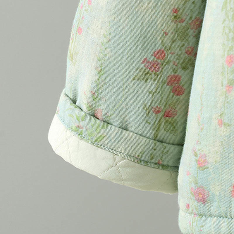 Buddha Stones冬用レースパッチワーク 長袖コットン レディース サーマルジャケット ポケット付き - image 20