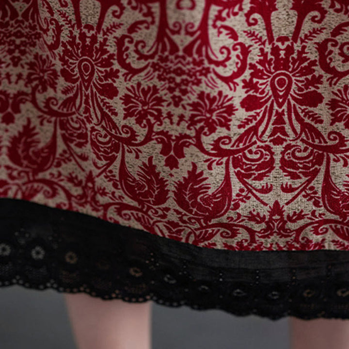 Buddha Stonesエスニックプリント ドローストリング ロングスリーブ コットン ミディドレス ポケット付き - image 17