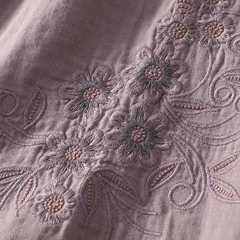 Buddha Stones刺繍花つる柄長袖レディースラペルシャツ - image 19