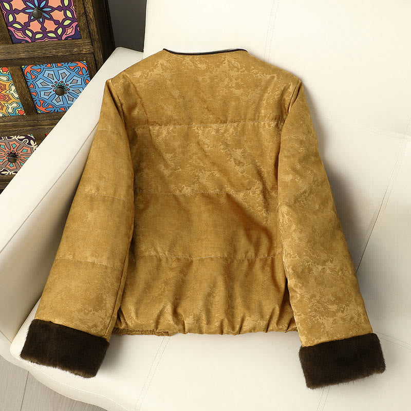 Buddha Stonesフロッグボタン ダークパターン ジャカード レディース 長袖 厚手 ジャケット ポケット付き - image 1