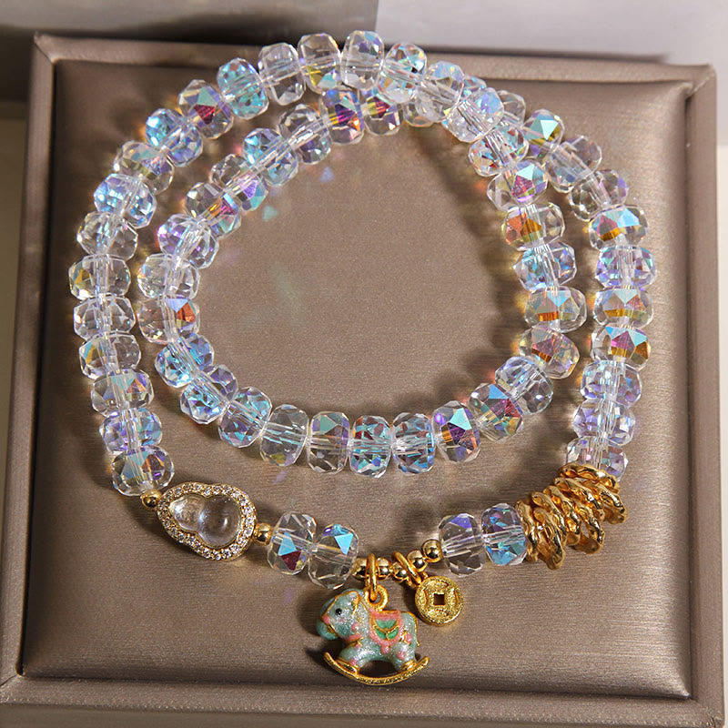 Buddha Stones中国の十二支 午年 クリスタルガラス 銅貨 ひょうたん ダブルラップブレスレット - image 12