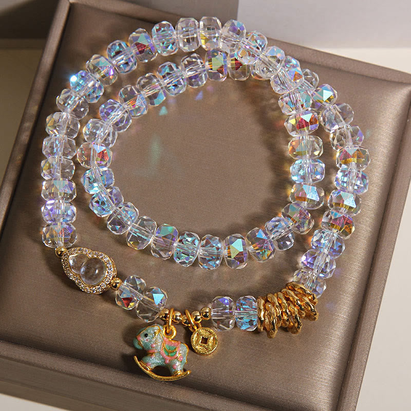 Buddha Stones中国の十二支 午年 クリスタルガラス 銅貨 ひょうたん ダブルラップブレスレット - image 13