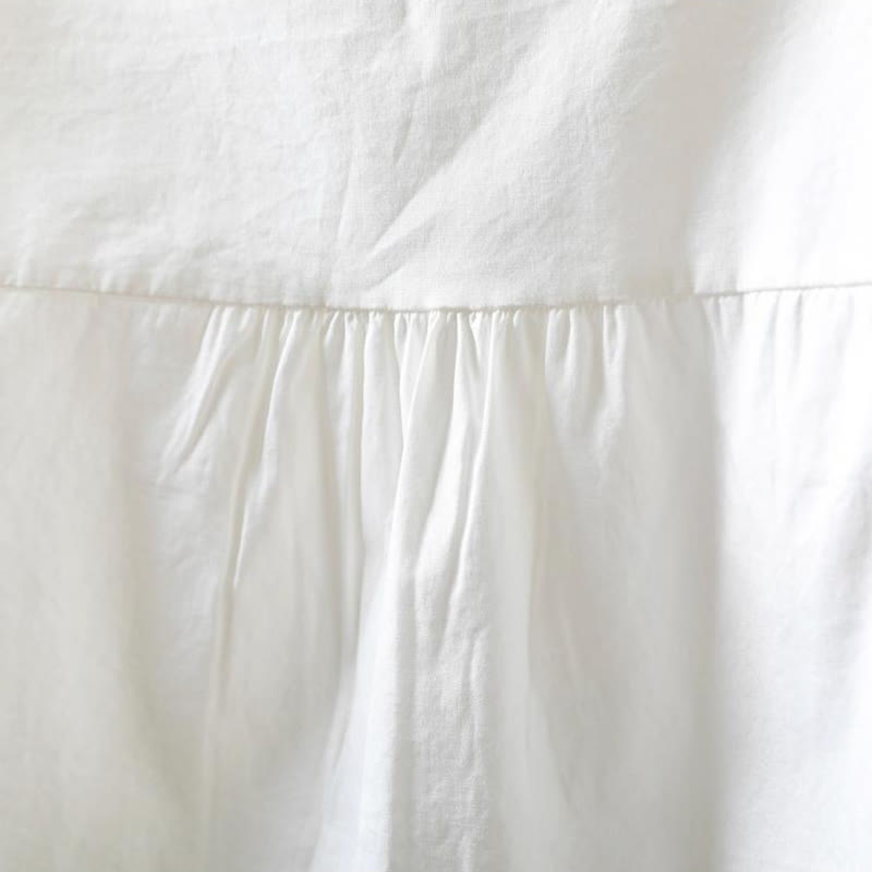 Buddha Stones秋冬 ホワイト アコーディオンプリーツデザイン ボタン レディース コットン 長袖シャツ - image 6