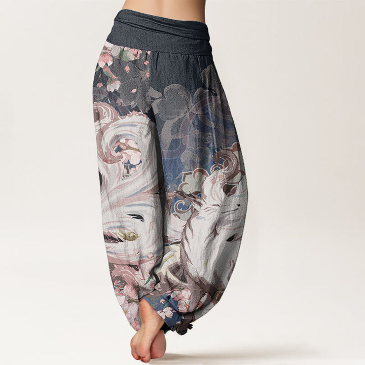 Buddha Stonesコットンフォックス チェリーブロッサム レディース 伸縮性ウエスト ハーレムパンツ - image 1