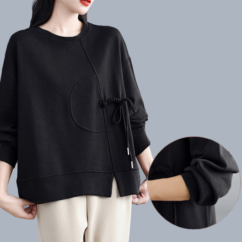 Buddha Stonesプレーン フロッグボタンデザイン クルーネック コットン レディース 長袖 スウェットシャツ - image 19