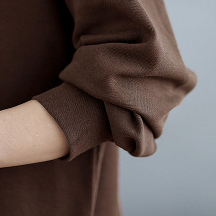 Buddha Stones秋冬 無地 アシンメトリーデザイン クルーネック 長袖 レディース コットン スウェットシャツ - image 11