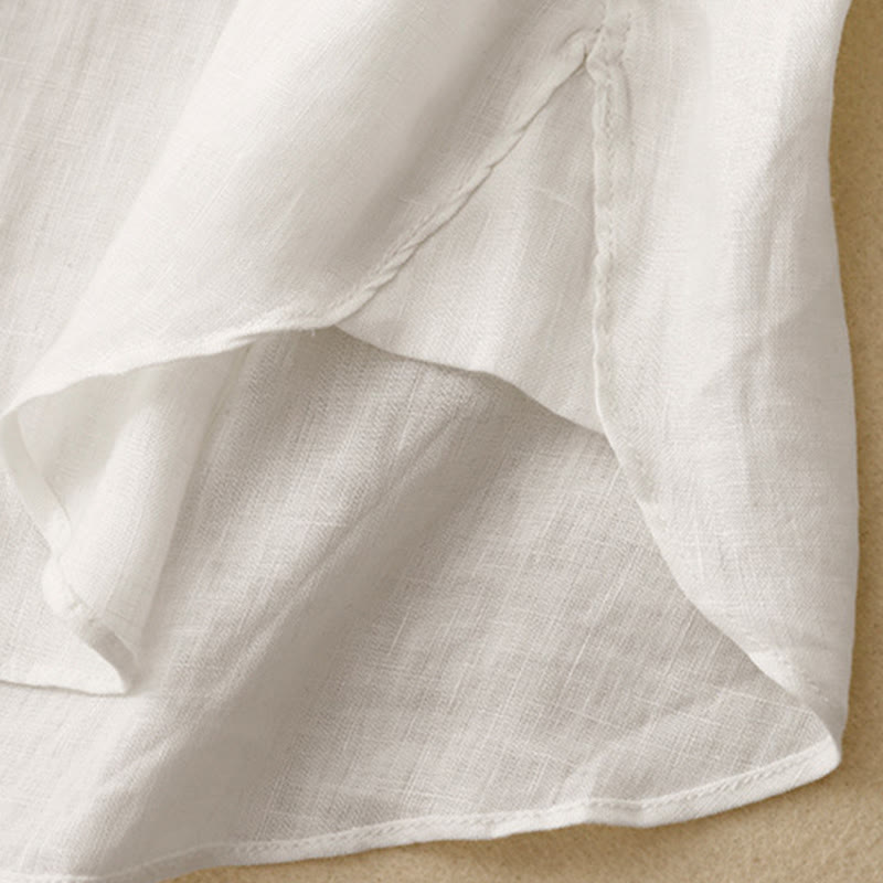 Buddha Stones無地 クルーネック ボタンデザイン レディース コットン 長袖シャツ - image 13