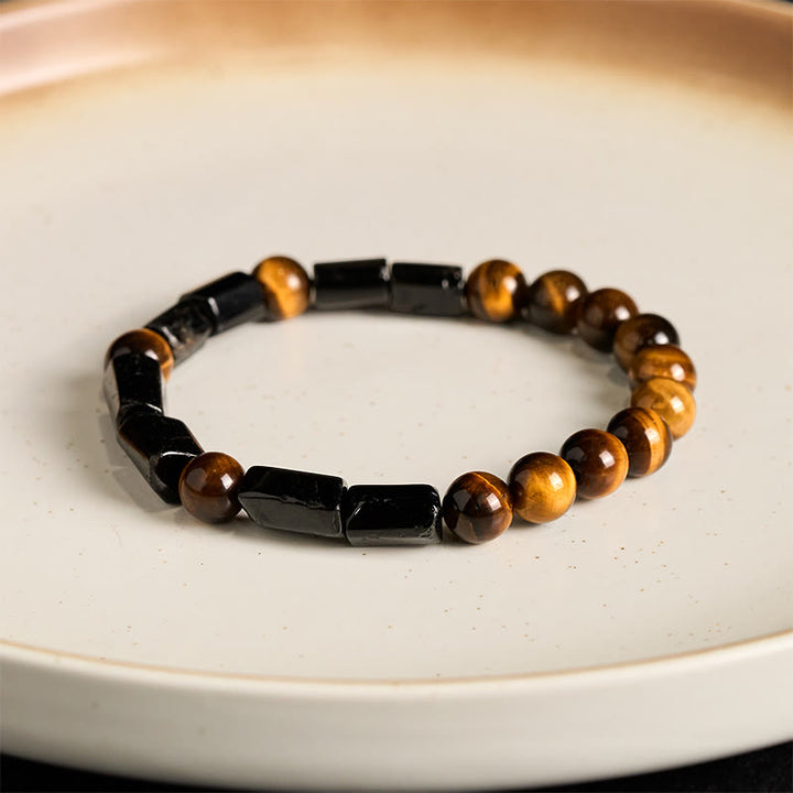 Buddha Stones天然ブラックトルマリン タイガーアイ幸運を呼ぶブレスレット - image 5