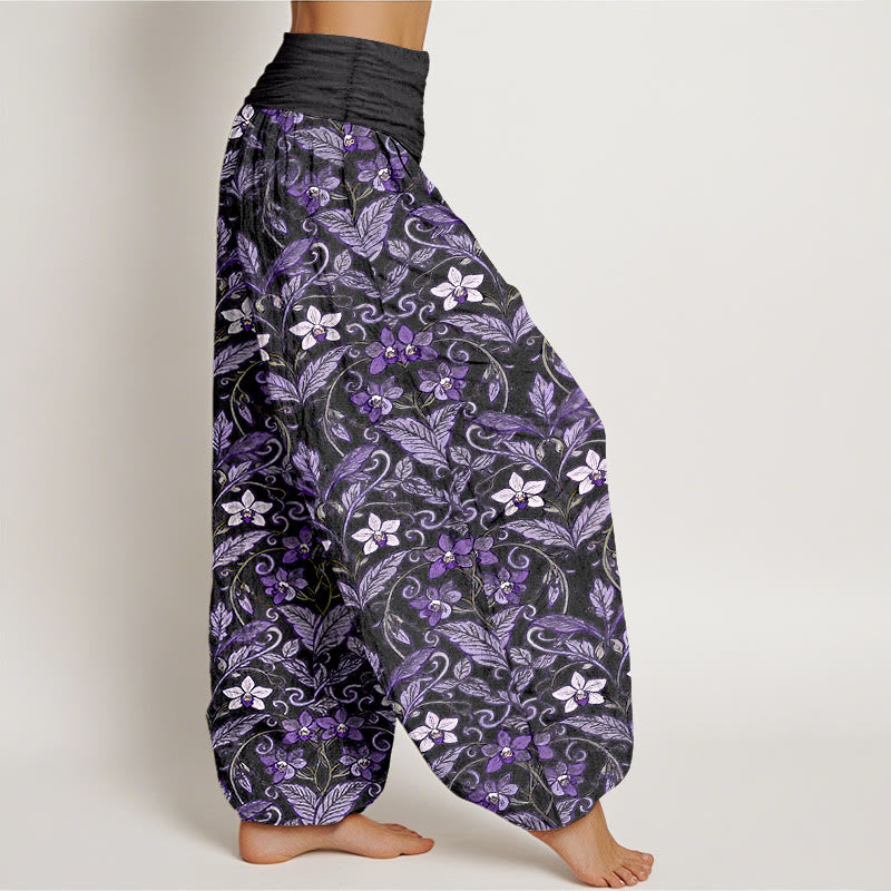 Buddha Stonesコットン星型花葉柄レディース伸縮性ウエストハーレムパンツ - image 10