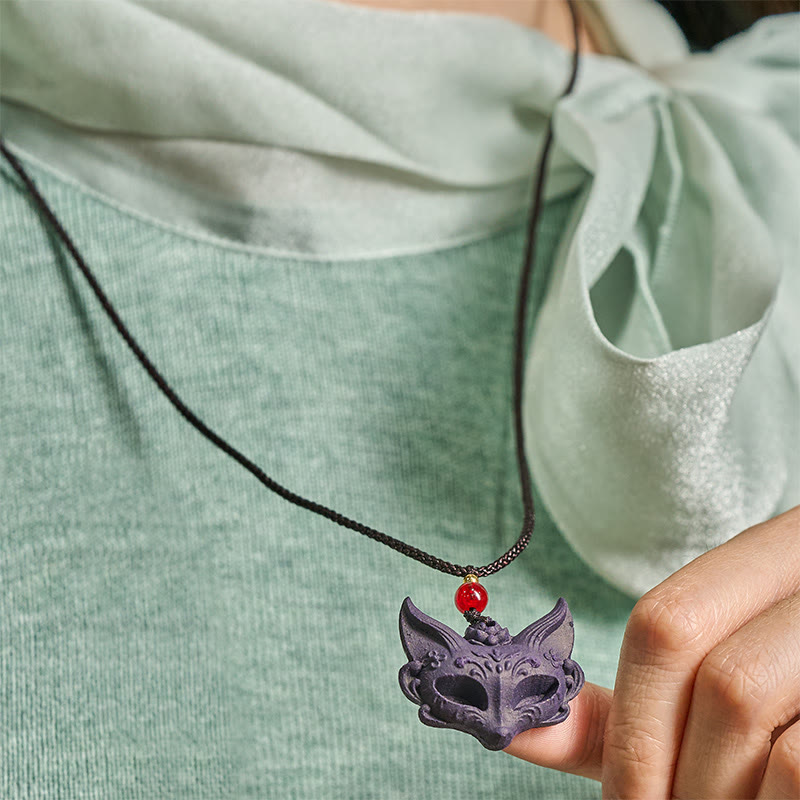 Buddha Stones狐面 蝶 饕餮平和のお守りチャーム幸運繁栄ネックレス ペンダント - image 5