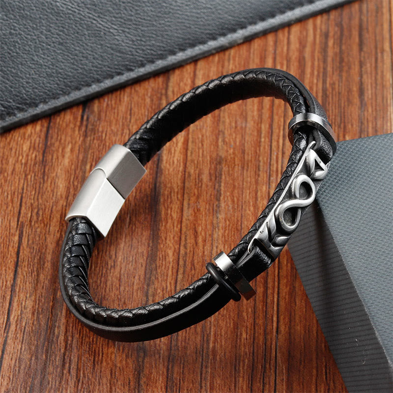 Buddha Stonesチタンスチール バランス マルチレイヤーレザー 8の字ブレスレット - image 1