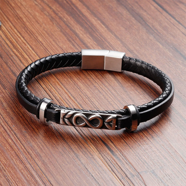 Buddha Stonesチタンスチール バランス マルチレイヤーレザー 8の字ブレスレット - image 2